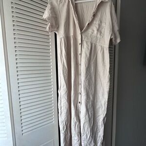 Kiko Cream Button-Front Maxi Dress